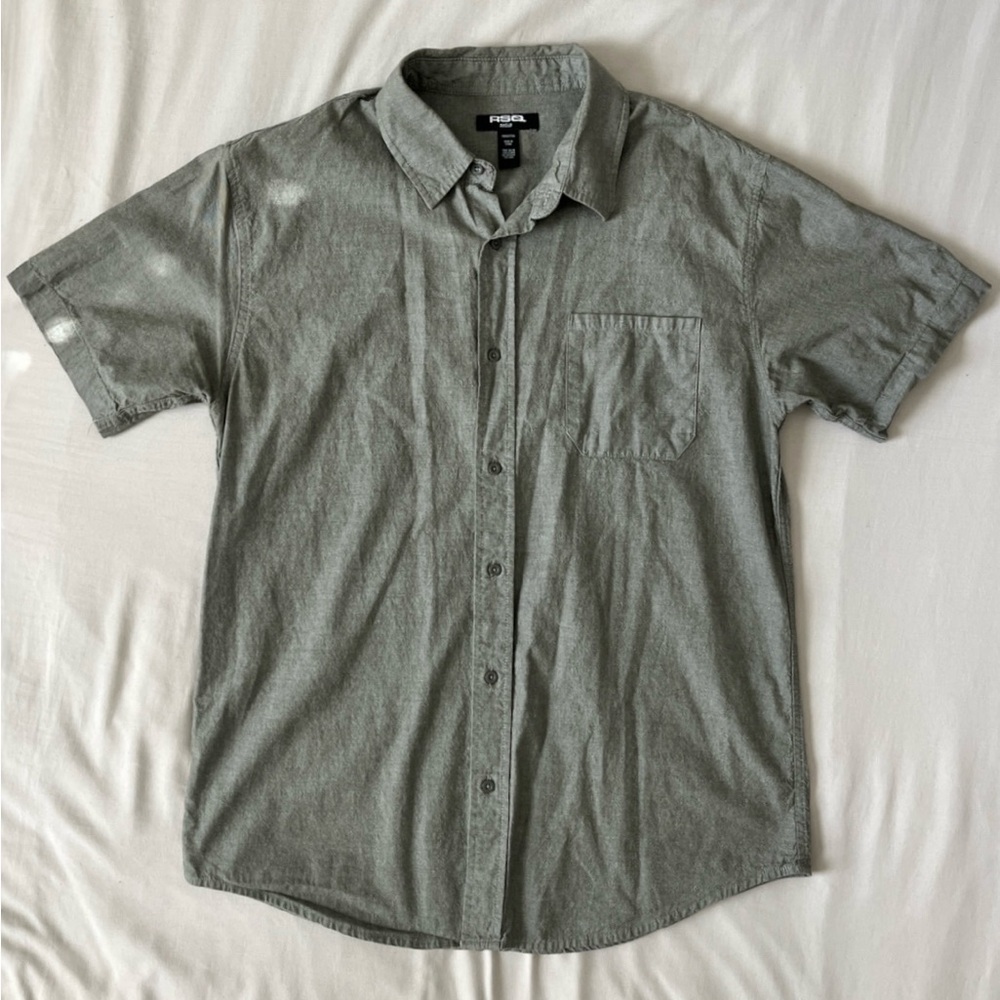Earthy Green Short Sleeve Button Up